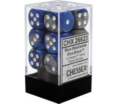 12 Blue-Steel /white Gemini 16mm D6 Dice Block - CHX26623